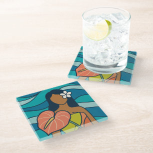 Beautiful hawaii art glass coaster