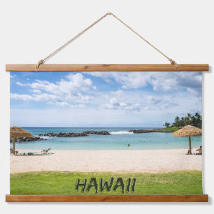 Beautiful Hawaii Beach   Sun Sand & Green Paradise Hanging Tapestry
