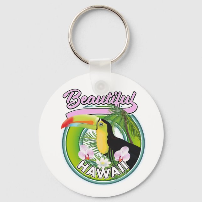 beautiful Hawaii travel logo Key Ring (Front)
