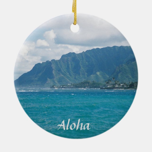 Beautiful Hawaiian Christmas Ceramic Tree Decoration (Back)