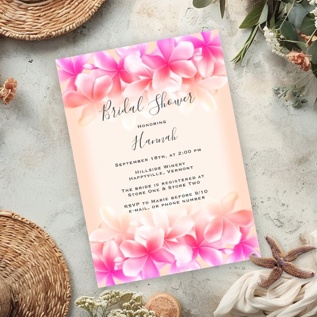 Beautiful Hawaiian Flowers Bridal Shower Invitation (Creator Uploaded)
