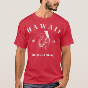 Beautiful Hawaiian Girl Aloha State on Dark T-Shirt