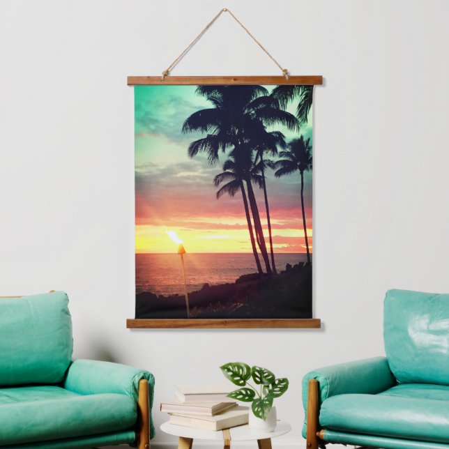 Beautiful Hawaiian Sunset  Hanging Tapestry (Living Room)