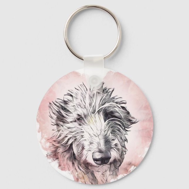 Beautiful Heart and Shaggy Dog Keyring (Front)
