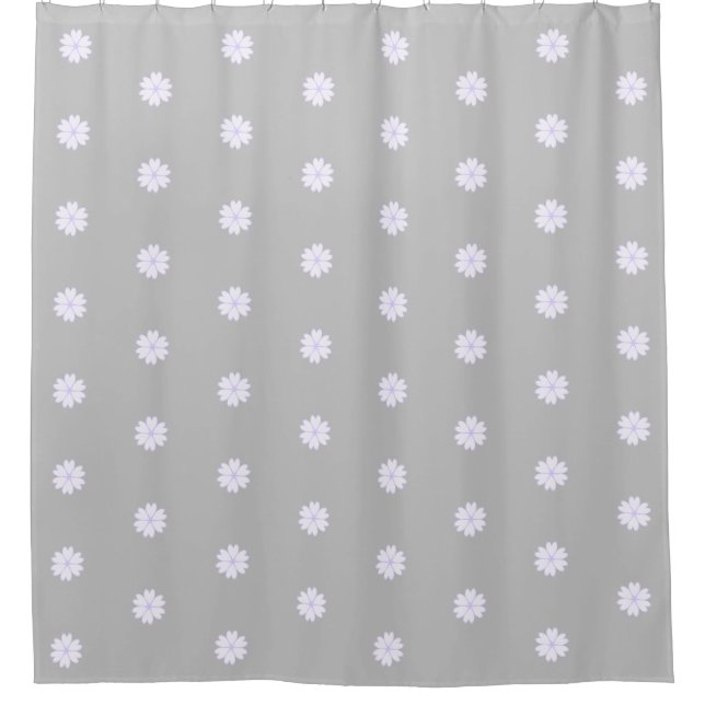 Beautiful Heart Flowers on Grey Shower Curtain (Front)