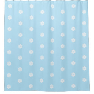 Beautiful Heart Flowers on Light Blue Shower Curtain