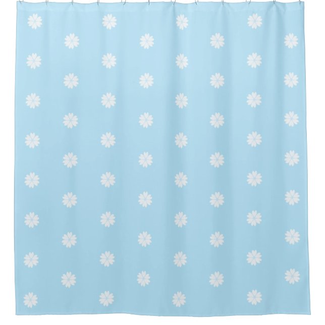 Beautiful Heart Flowers on Light Blue Shower Curtain (Front)