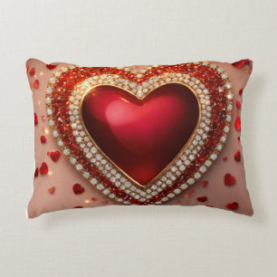 Beautiful heart with diamonds decorative cushion