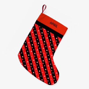 Beautiful Hearts and Stripes Small Christmas Stocking
