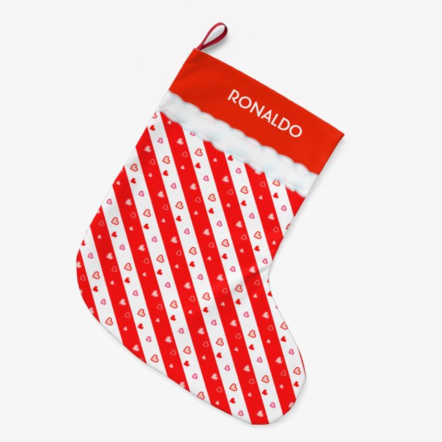 Beautiful Hearts Large Christmas Stocking (Front (Hanging))