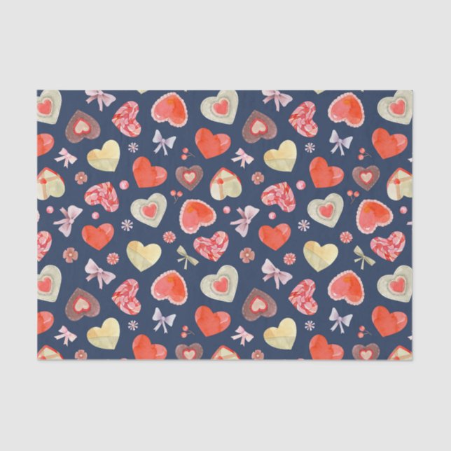 Beautiful Hearts Pattern  Tissue Paper (Front)