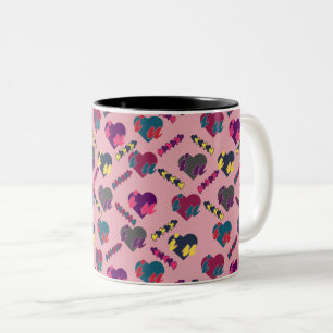 Beautiful Hearts Pattern Two-Tone Coffee Mug