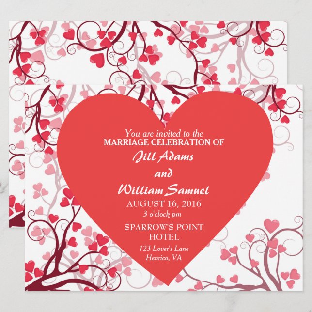 Beautiful Hearts Wedding Invitation (Front/Back)