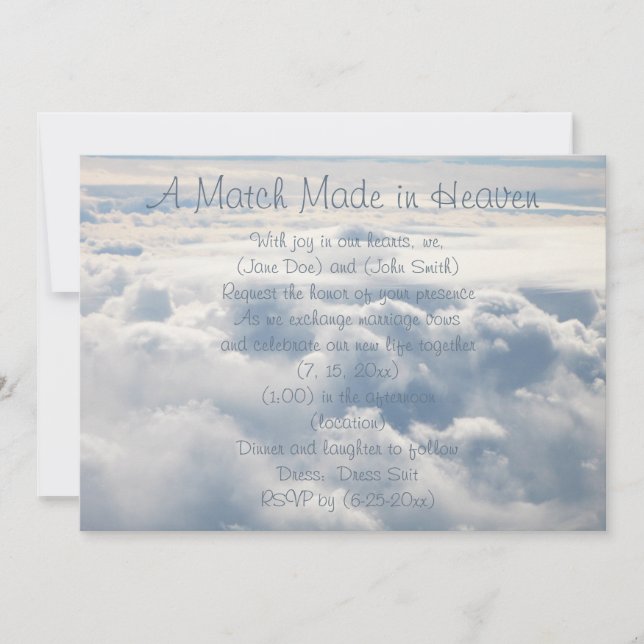 Beautiful Heavenly Clouds Wedding Invitation (Front)