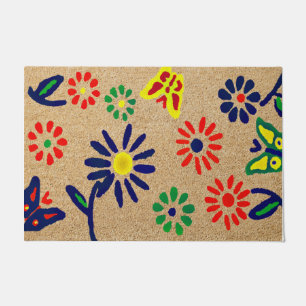 Beautiful Hello Flowers, Cute Flower Outdoor Mat