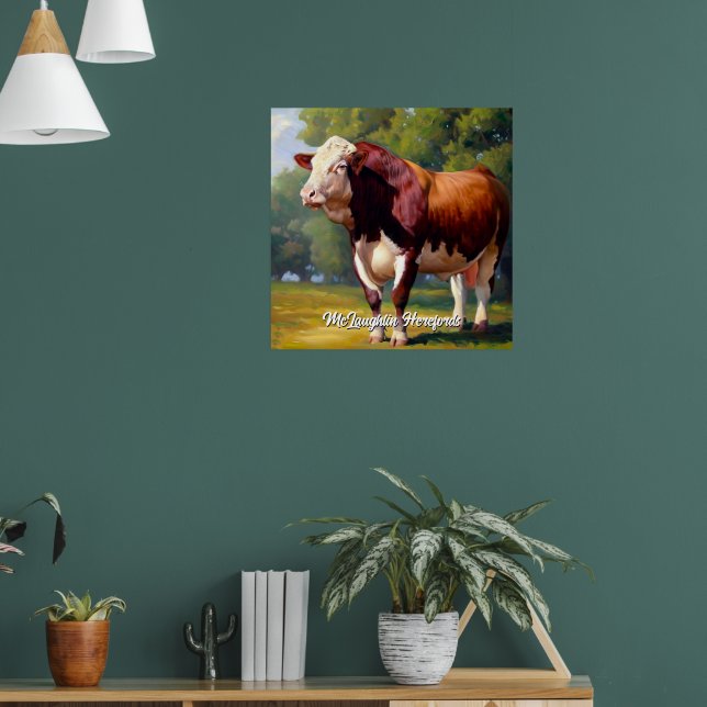 Beautiful Hereford Bull Poster (Living Room 1)