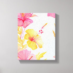 Beautiful Hibiscus   Tropical Flower Watercolor Canvas Print
