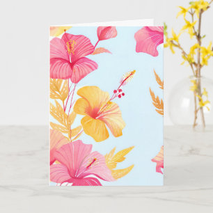 Beautiful Hibiscus Tropical Flower Watercolor Card