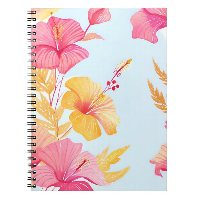 Beautiful Hibiscus | Tropical Flower Watercolor Notebook (Front)