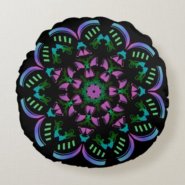 Beautiful high-color round decorative pillow (Front)