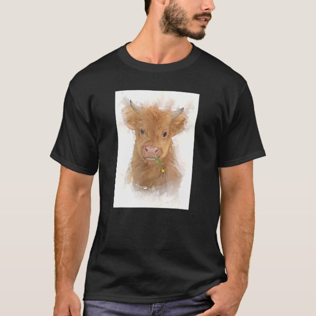 Beautiful Highland Cow Calf Farm Countryside T-Shirt (Front)