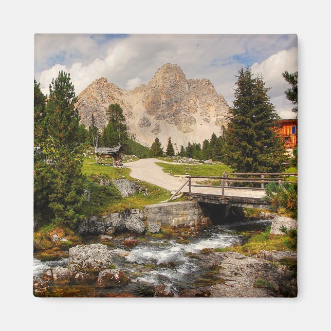 Beautiful Hiking Trail River, Trees & Mountains Magnet (Front)
