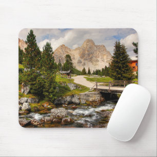 Beautiful Hiking Trail River, Trees & Mountains Mouse Mat