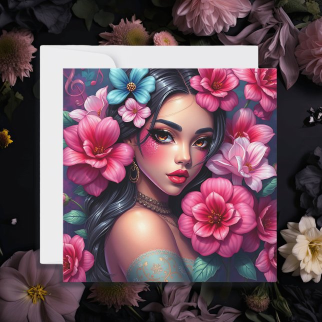 Beautiful Hispanic Anime Woman Card (Creator Uploaded)