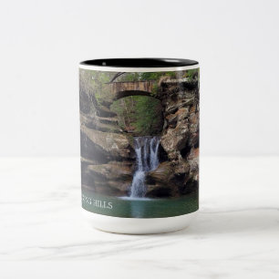 Beautiful Hocking Hills Iconic Waterfall  Two-Tone Coffee Mug