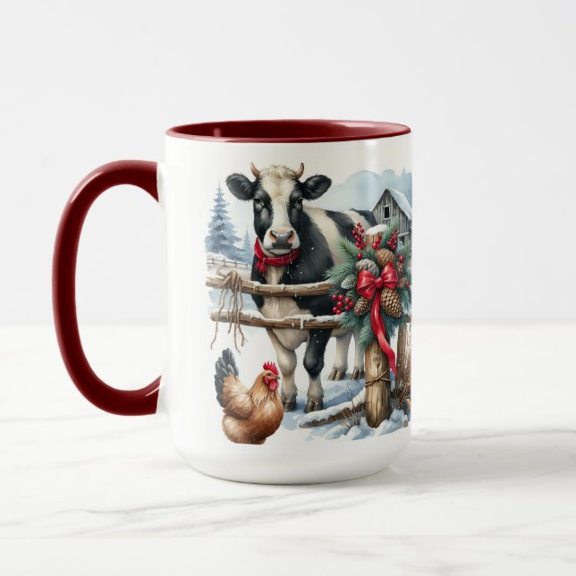 Beautiful Holiday Cow with Cardinal Personalised Mug (Left)