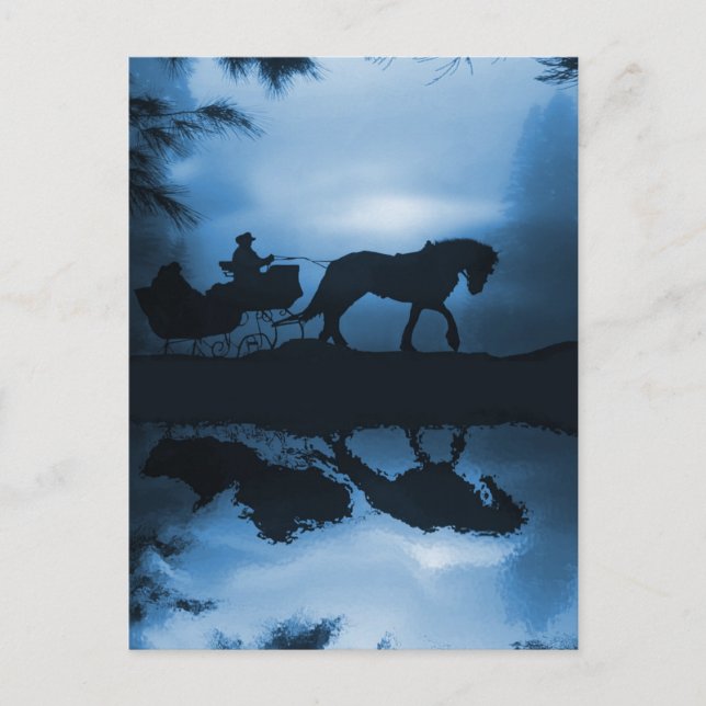 Beautiful Holiday Horse Drawn Sleigh Postcards (Front)