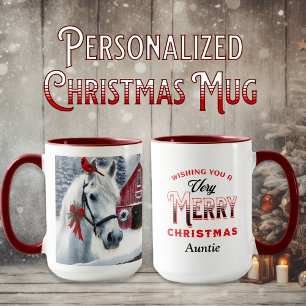 Beautiful Holiday Horse with Cardinal Personalised Mug