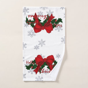 Beautiful Holly Christmas Hand Towel