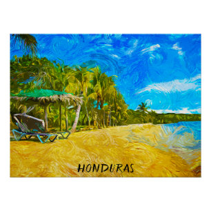 Beautiful Honduras Ocean View Oil Paint Poster