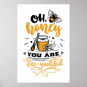 beautiful honey bee word art  poster