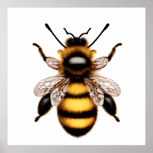 Beautiful Honeybee Natural Bee Portrait Poster