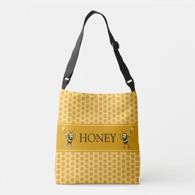 Beautiful honeycomb & bumble bees  crossbody bag (Back)