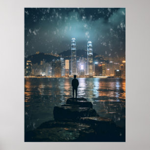 Beautiful Horizon Hong Kong, Night city Poster