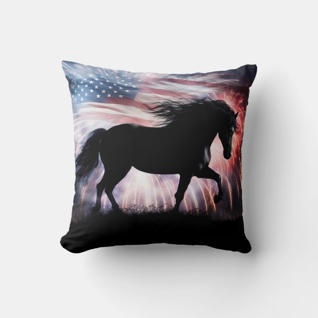 Beautiful Horse and American Country Cushion (Front)