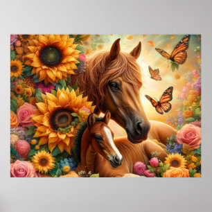 Beautiful Horse and Foal Poster
