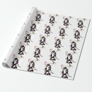Beautiful Horse and Holly Winter Holiday Christmas Wrapping Paper