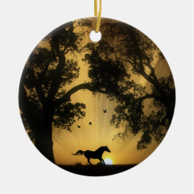 Beautiful Horse and Oak Tree Ornament (Front)