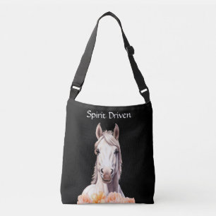 Beautiful Horse and Pink Flowers Personalised Crossbody Bag