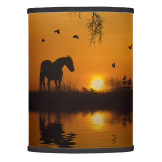 Beautiful Horse and Pond in Sunset Country Lamp