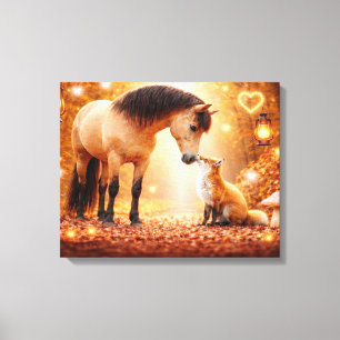 Beautiful Horse and Red Fox Fantasy Art Canvas Print