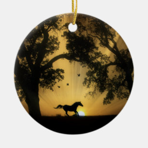 Beautiful Horse and Sunrise Ornament