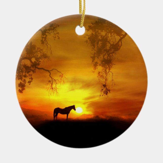 Beautiful Horse and Sunrise Ornament (Front)