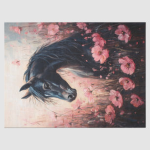 Beautiful Horse Blush Pink Wildflowers Decoupage Tissue Paper