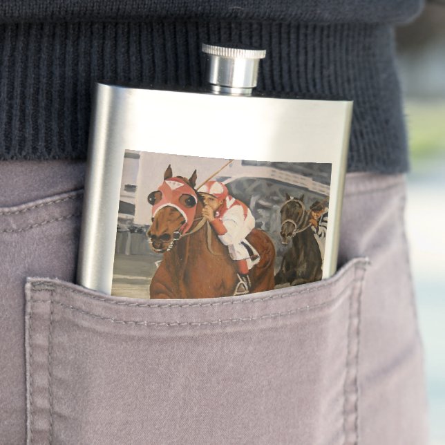 Beautiful Horse Delights Owners in Classic Race Hip Flask (In Situ)