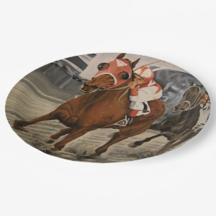 Beautiful Horse Delights Owners in Classic Race Paper Plate